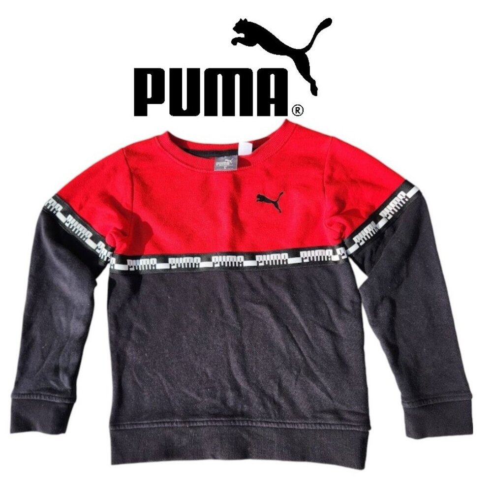 Puma Sweater Black Red Logo Size 6 Boys Long Sleeve Makes a great Gift